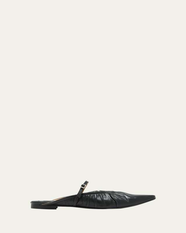Leather Mary Jane Ballerina Mules